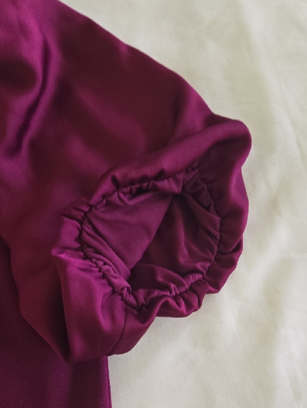 Ann Taylor Puff Sleeve Mock Neck Top in Plum - Picture 4 of 11